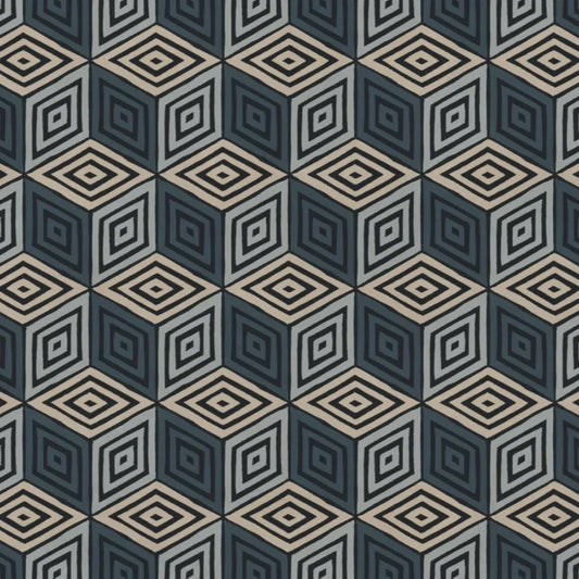 Sandberg Mural pattern name & color Chiara, Dark Blue from the collection Villa Como. 