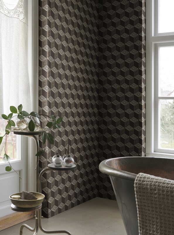 Sandberg Mural SKU# S10806 pattern name & color Chiara, Brown from the collection Villa Como. 