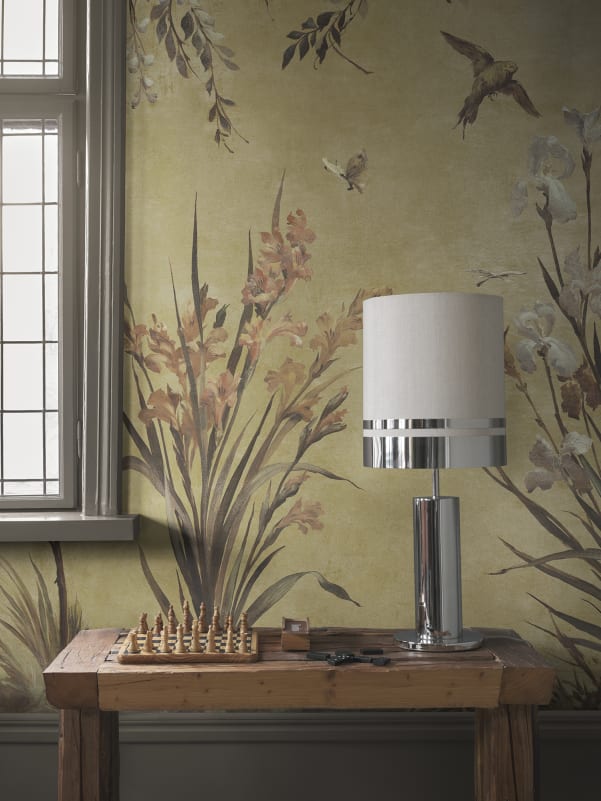 Item# S10814 Sandberg Mural pattern name & color Nicola, Yellow from the collection Villa Como. 