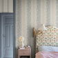 Sandberg Wallpaper Pattern# S10823 pattern name & color Natalie, Blue from the collection Rosa & Friends. 