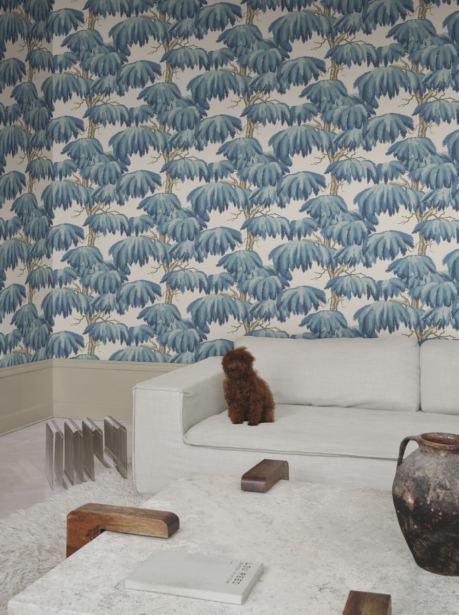 Sandberg Wallpaper pattern name & color Alba, Teal from the collection Villa Como. 