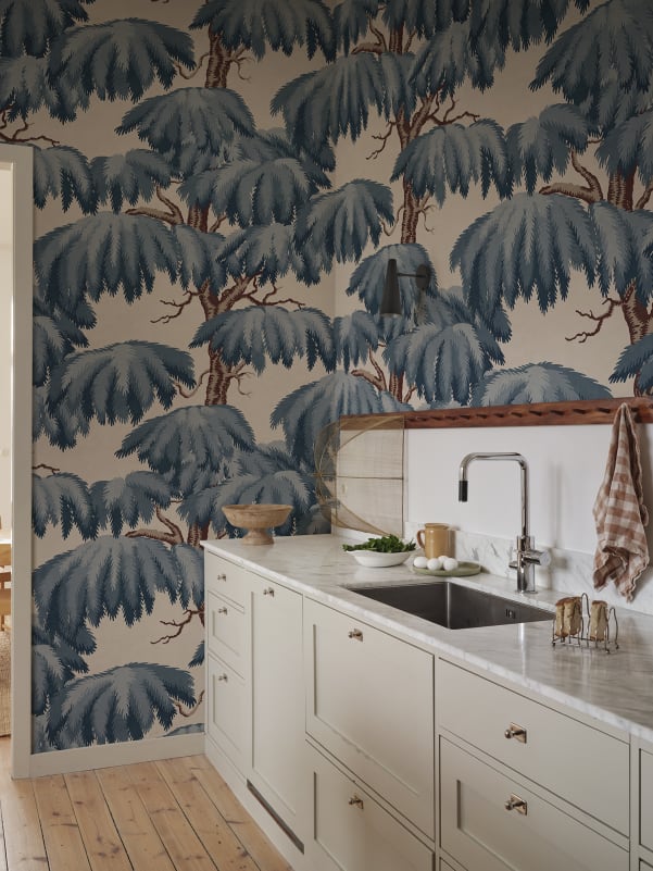 View Sandberg Mural Pattern S10899 pattern name & color Alba Mural, Blue. 