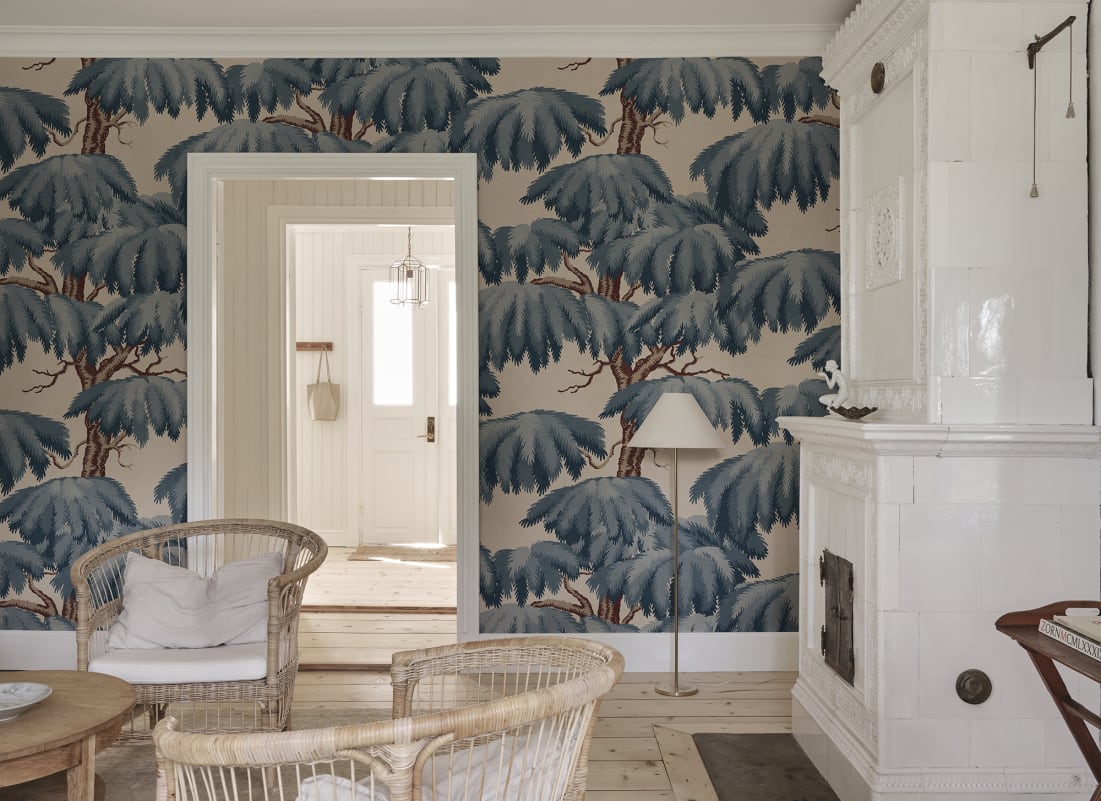 Sandberg Mural pattern name & color Alba Mural, Blue from the collection Sandberg Heritage. 