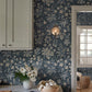 Sandberg Mural SKU S10903 pattern name & color Ania, Midnight Blue from the collection Kolonin II. 