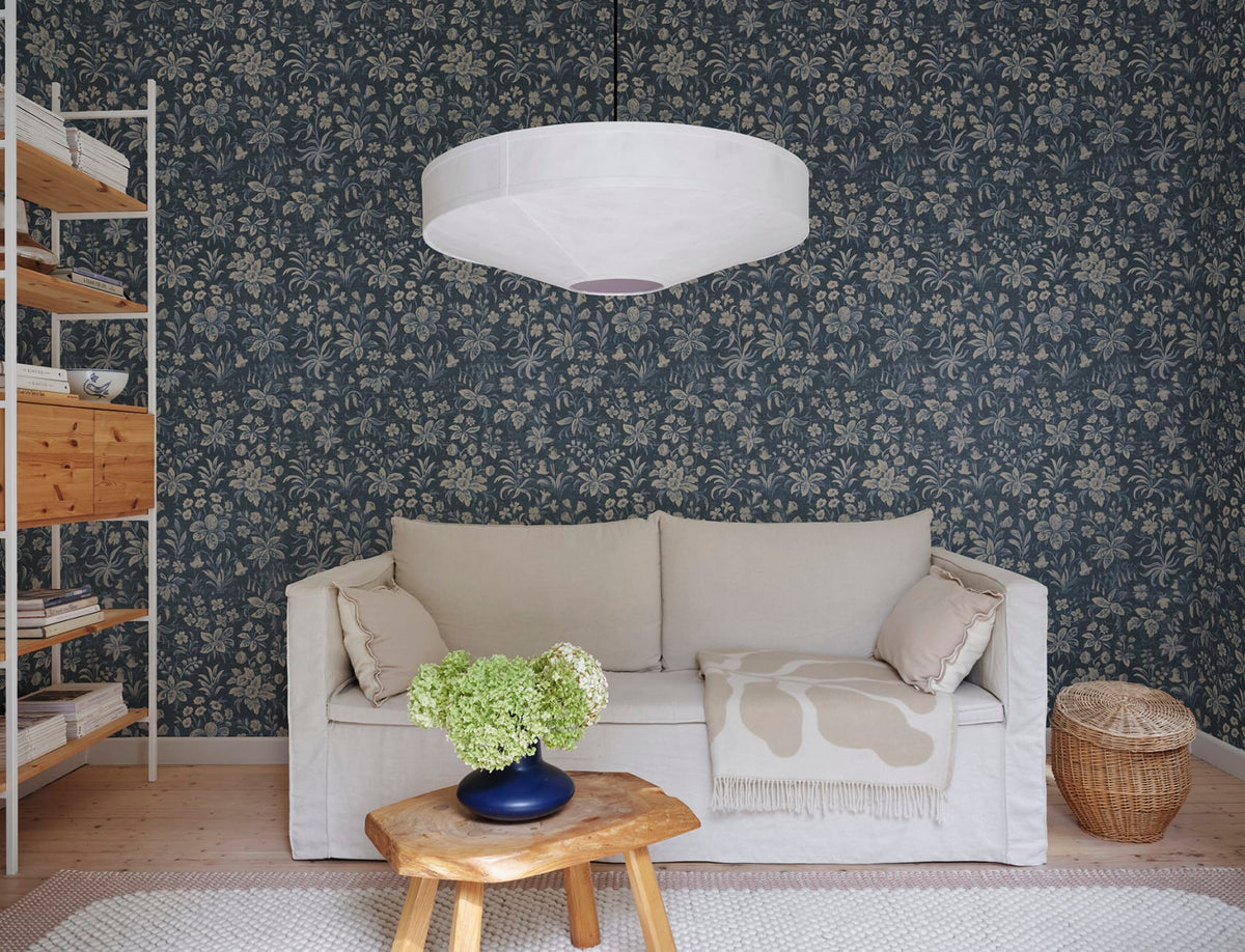 Sandberg Mural pattern name & color Ania, Midnight Blue from the collection Kolonin II. 