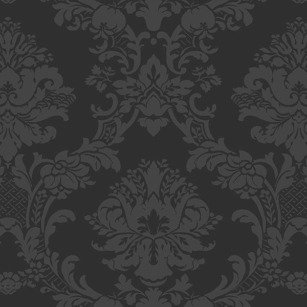Purchase Sb37906 | Simply Silks 4, Black Damask - Norwall Wallpaper