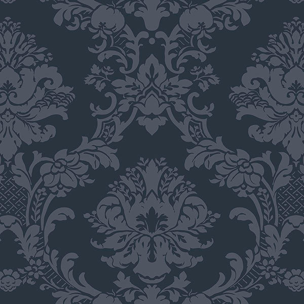 Purchase Sb37912 | Simply Silks 4, Blue Damask - Norwall Wallpaper