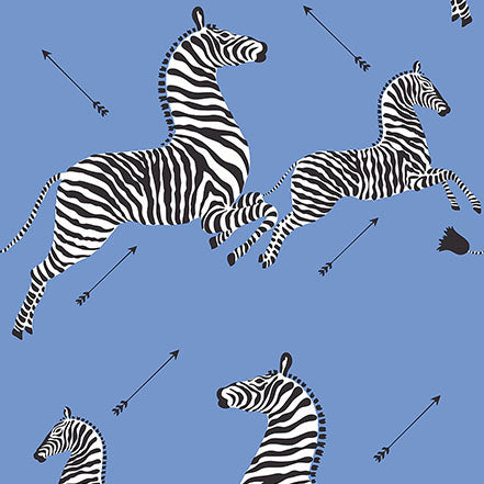 Purchase SCS6053 NuWallpaper Wallpaper, Azure Zebra Safari Peel & Stick - Scalamandre NuWallpaper