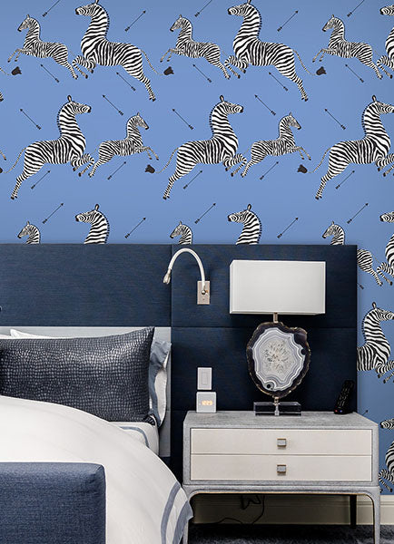 Purchase SCS6053 NuWallpaper Wallpaper, Azure Zebra Safari Peel & Stick - Scalamandre NuWallpaper1