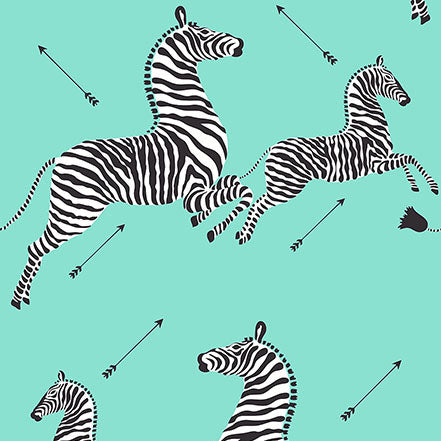 Purchase SCS6055 NuWallpaper Wallpaper, Aqua Zebra Safari Peel & Stick - Scalamandre NuWallpaper
