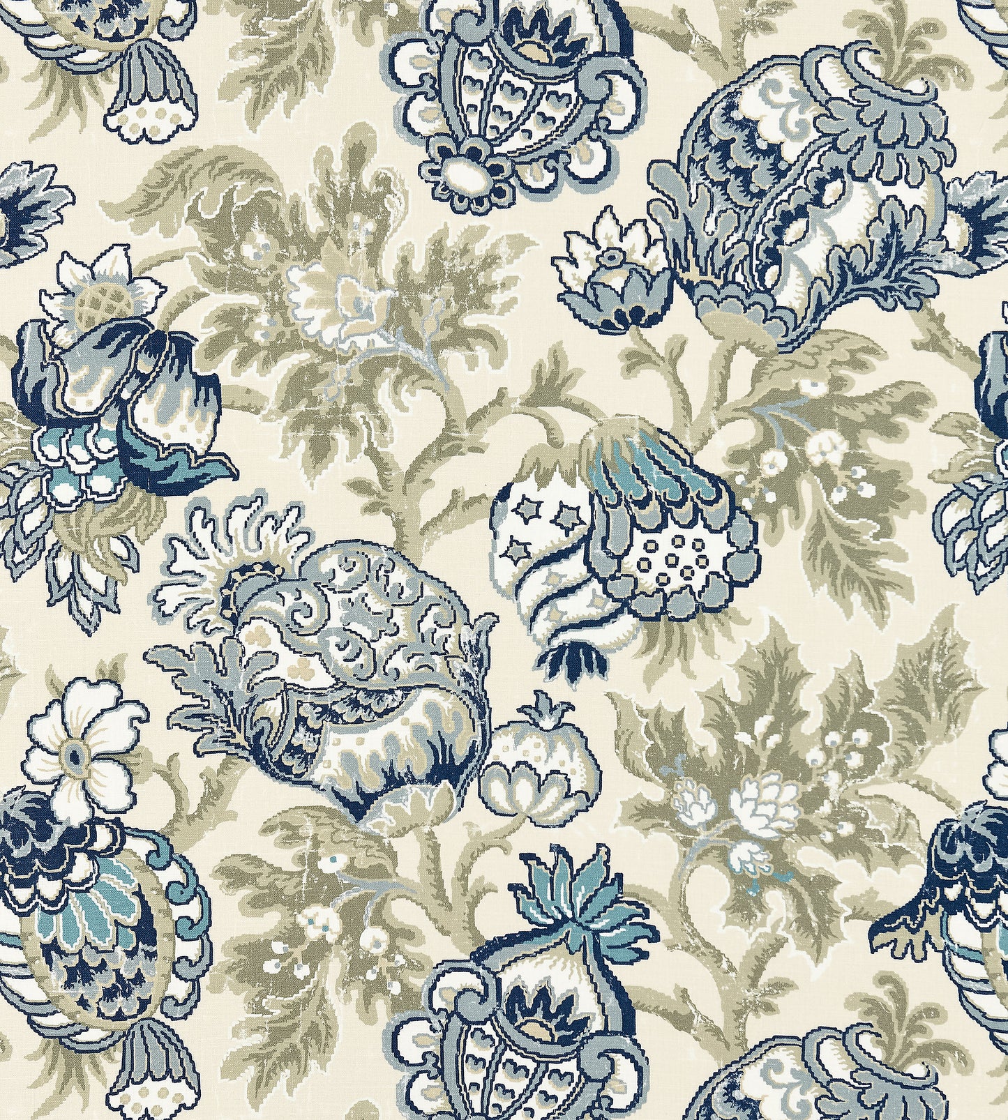 Purchase Scalamandre Fabric SKU SC 000116593, Canterbury Linen Print Oyster & Indigo 1