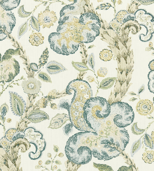 Purchase Scalamandre Fabric Pattern SC 000116603, Cumbria Hand Block Print Aquamarine On Ivory 1