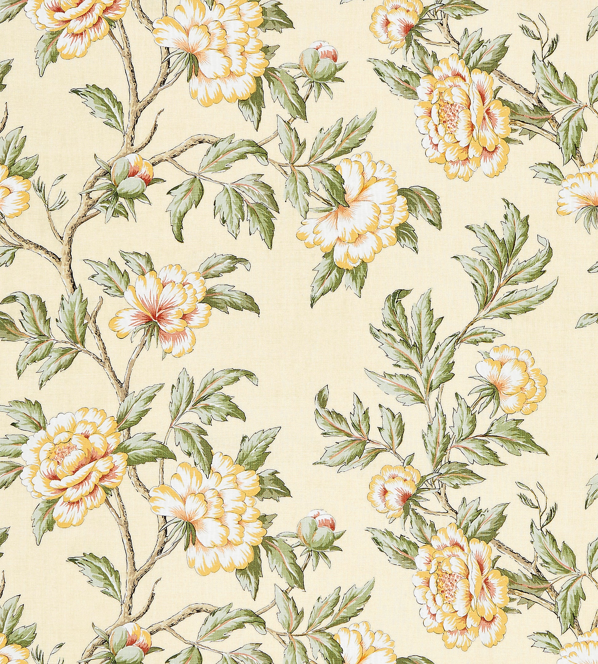 Purchase Scalamandre Fabric Item# SC 000116616, Peonia Linen Print Sunlight 1