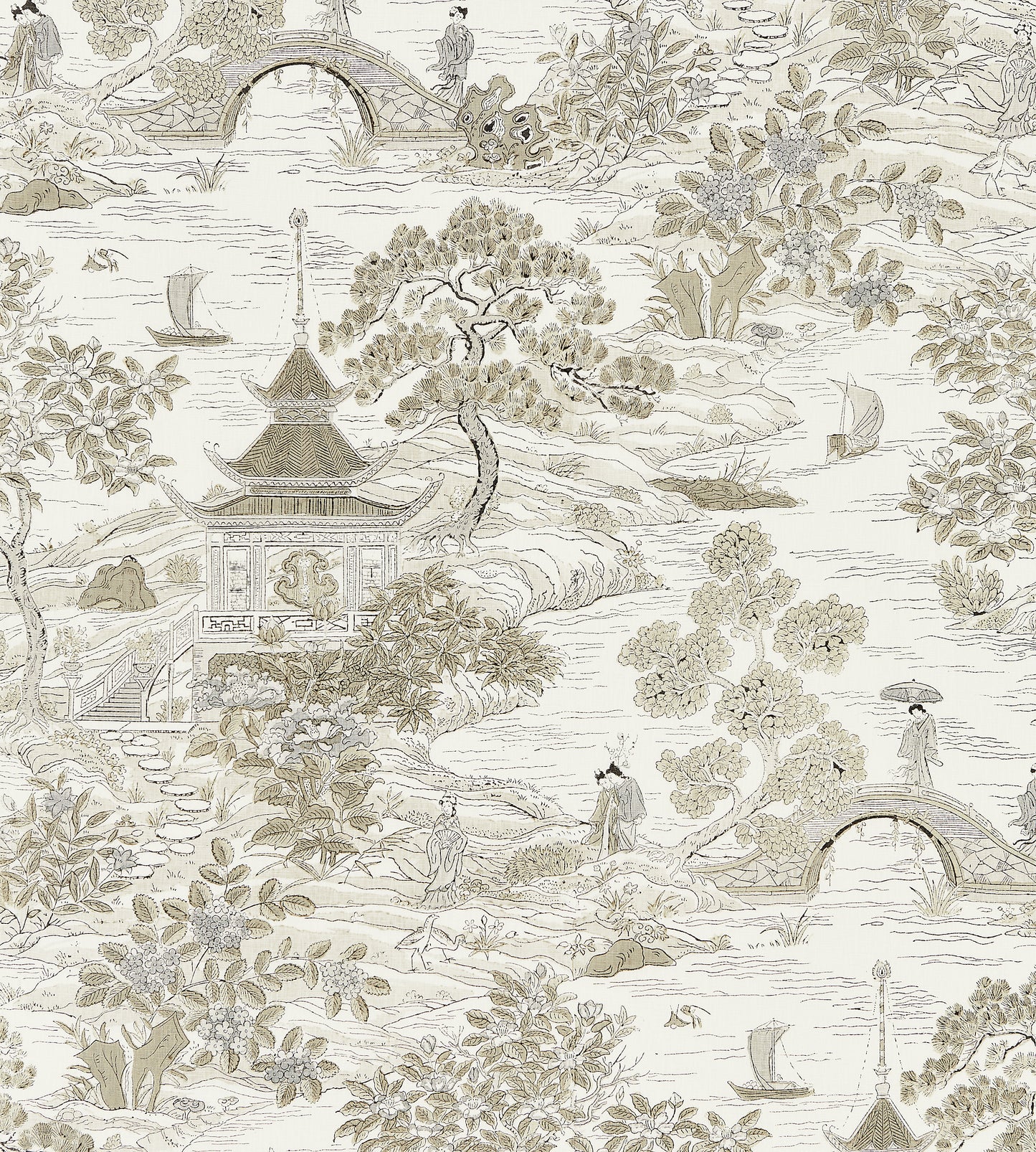 Purchase Scalamandre Fabric Item# SC 000116624, Satomi Hand Block Print Pewter 1