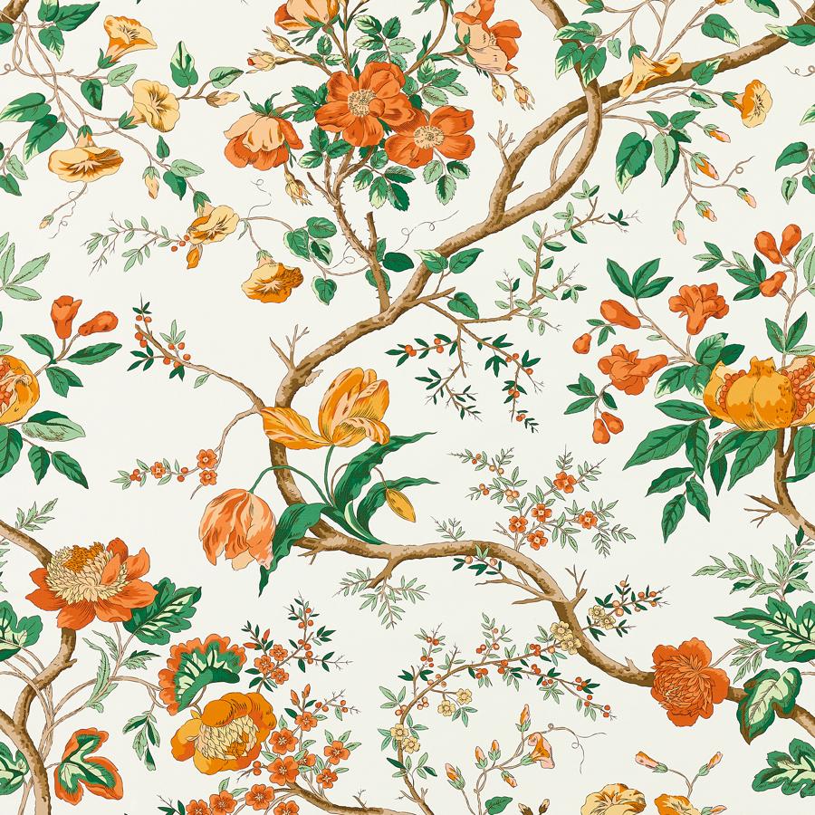 Purchase Scalamandre Fabric SKU# SC 000116651, Persephone Print Persimmon 1