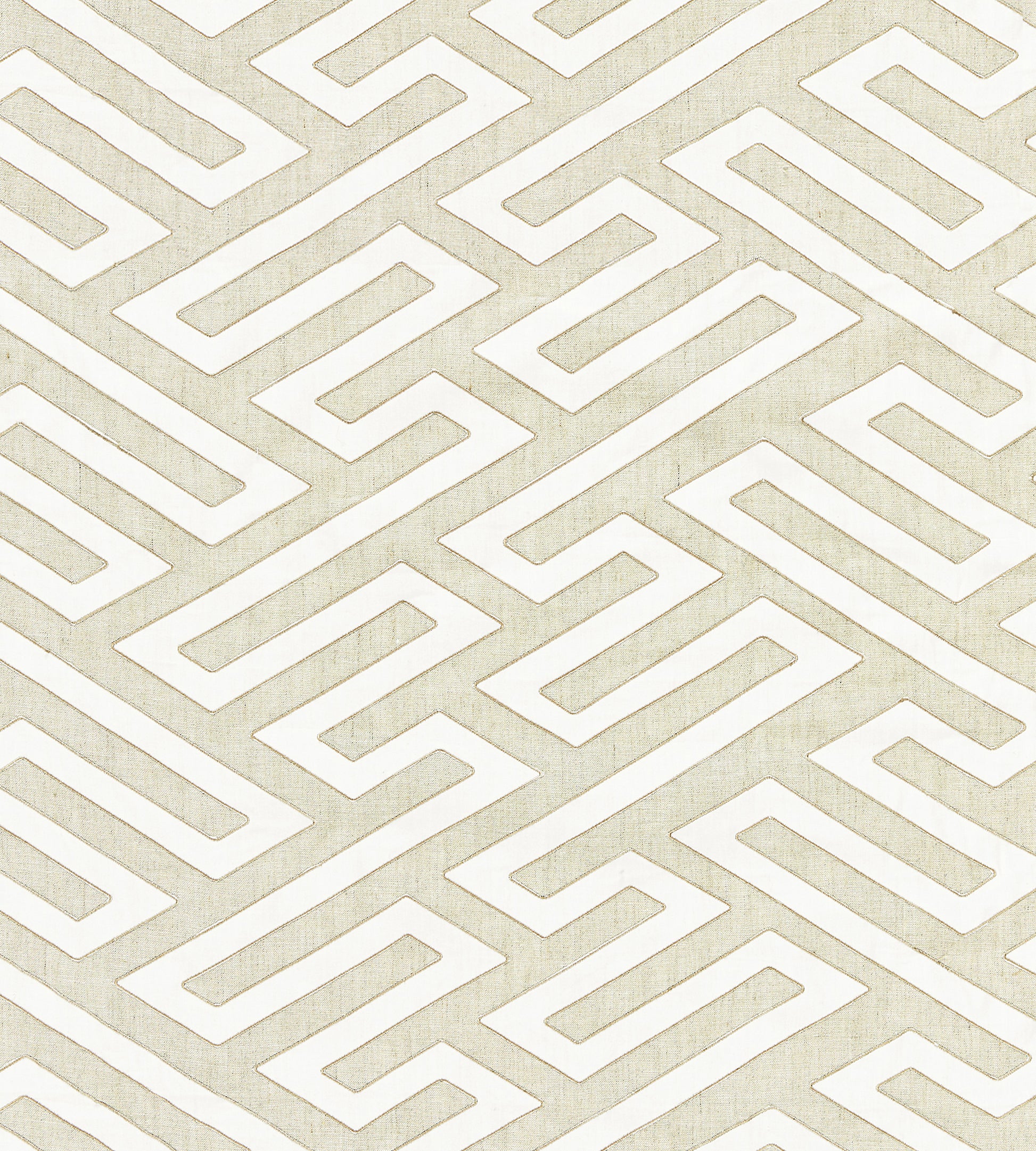 Purchase Scalamandre Fabric Pattern number SC 000127218, Canton Fret Applique Linen 1