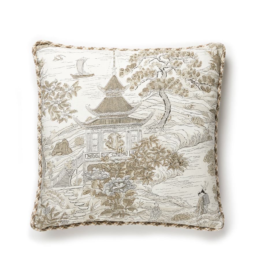 Purchase SCSATOPILL0001 Satomi Hand Block Print, Pewter - Scalamandre Pillows