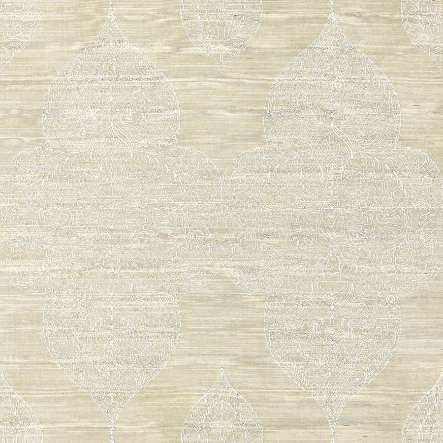 Purchase Scalamandre Wallpaper Item SC 0001WP88555 pattern name  Taj Embroidered Sisal color name Chai. 