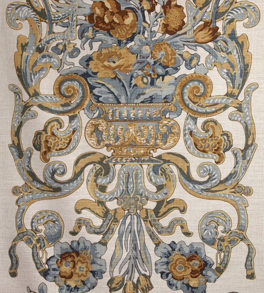 Purchase Scalamandre Fabric Pattern SC 000216136M, Baroque Floral Canvas Multi Blue & Oakwood 1