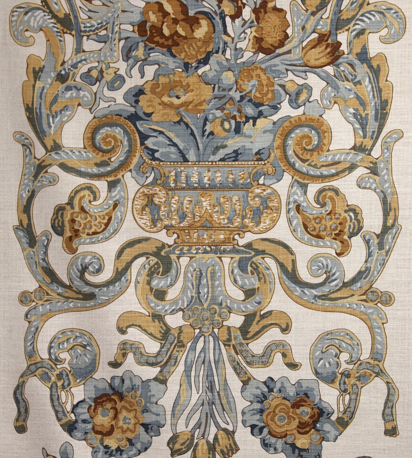 Purchase Scalamandre Fabric Pattern SC 000216136M, Baroque Floral Canvas Multi Blue & Oakwood 1