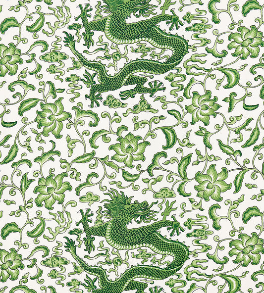 Purchase Scalamandre Fabric SKU# SC 000216558, Chi'En Dragon Linen Print Jade 1