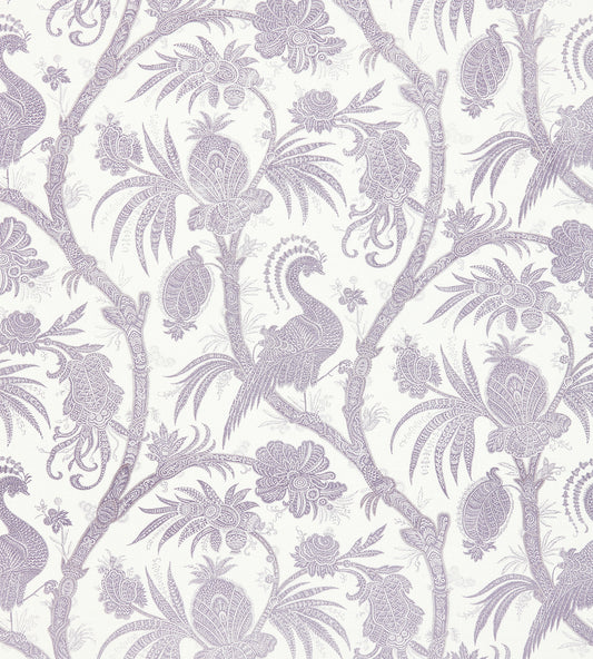 Purchase Scalamandre Fabric SKU# SC 000216575, Balinese Peacock Linen Print Lavender 1