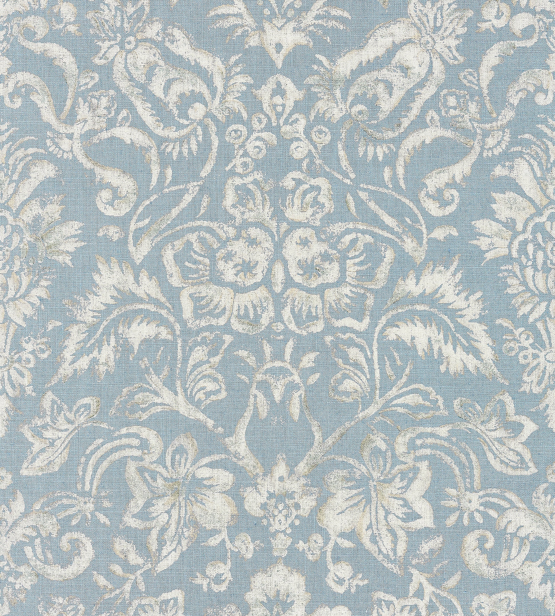 Purchase Scalamandre Fabric Product# SC 000216598, Mansfield Damask Print Bluestone & Silver 1