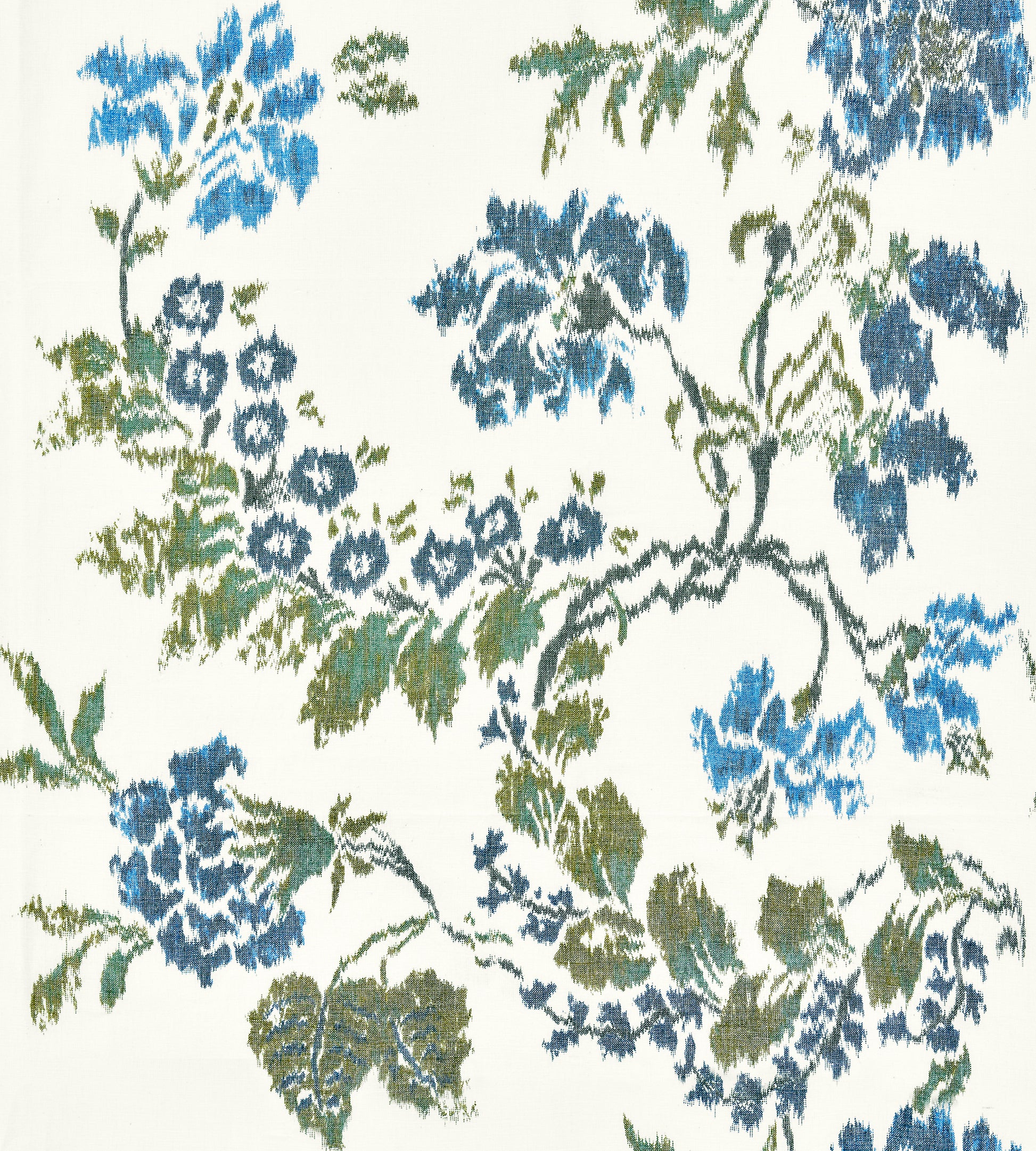 Purchase Scalamandre Fabric Product SC 000216611, Kew Gardens Warp Print Blues On Ivory 1