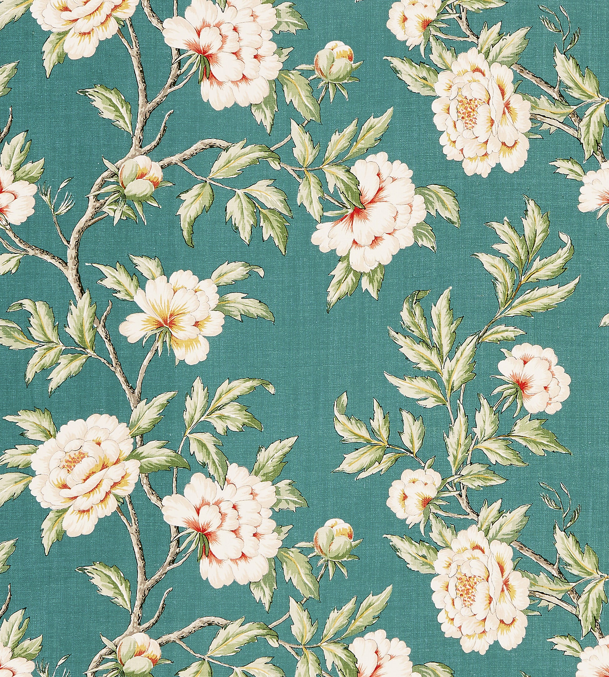 Purchase Scalamandre Fabric Product# SC 000216616, Peonia Linen Print Emerald Isle 1