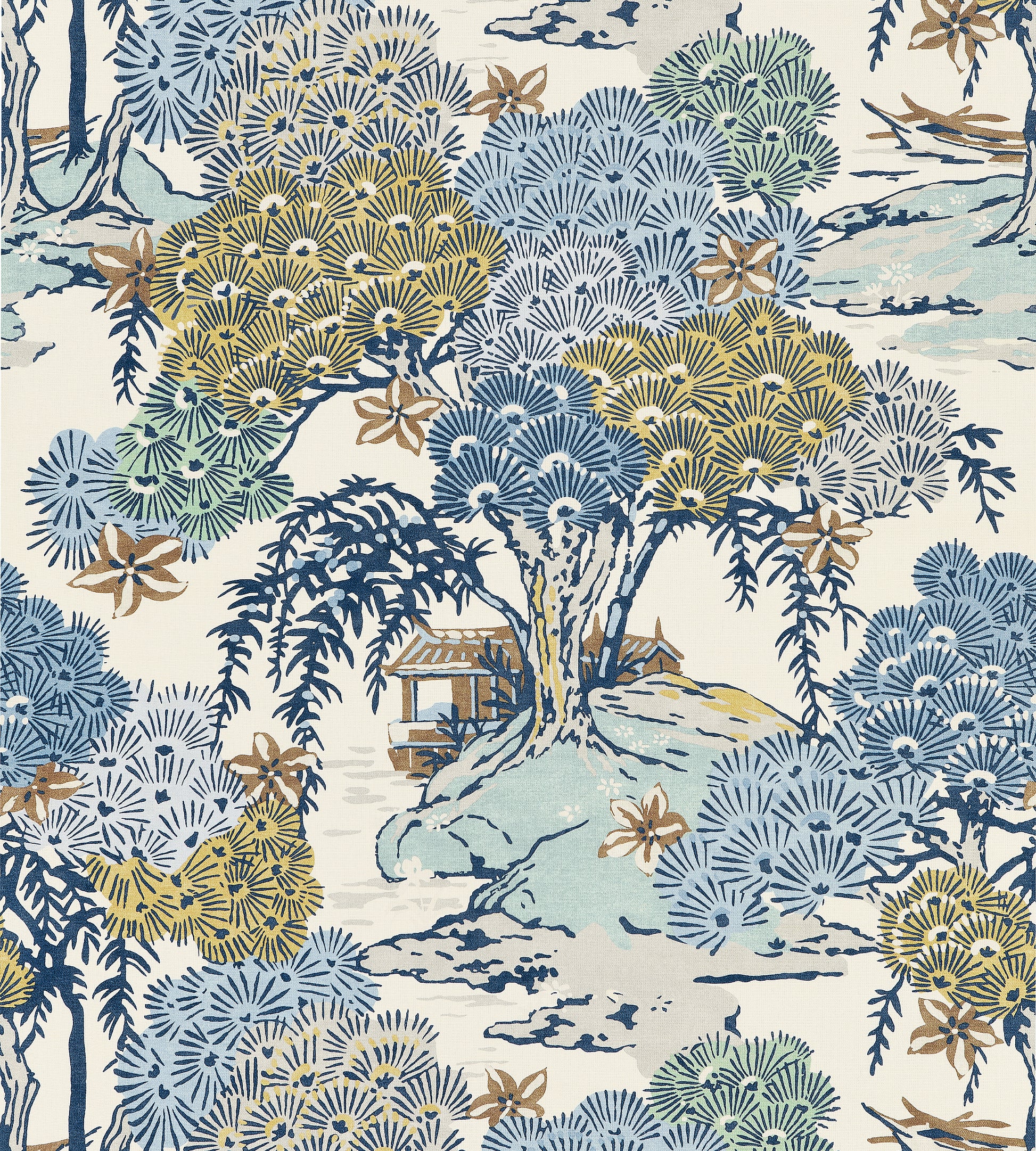 Purchase Scalamandre Fabric Item# SC 000216627, Sea Of Trees Print Blue Ridge 1