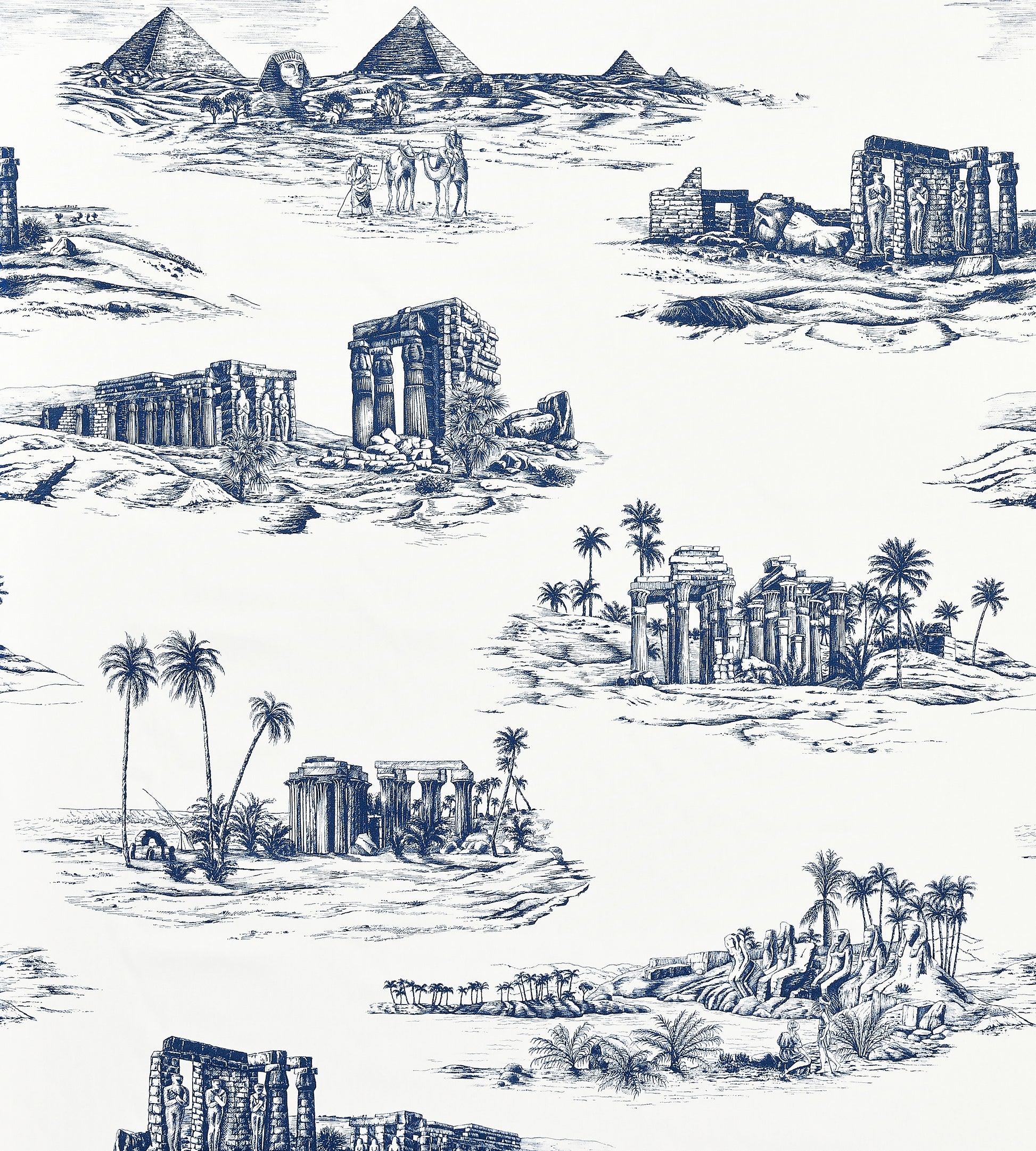 Purchase Scalamandre Fabric Pattern# SC 000216635, Cairo Toile Lapis 1