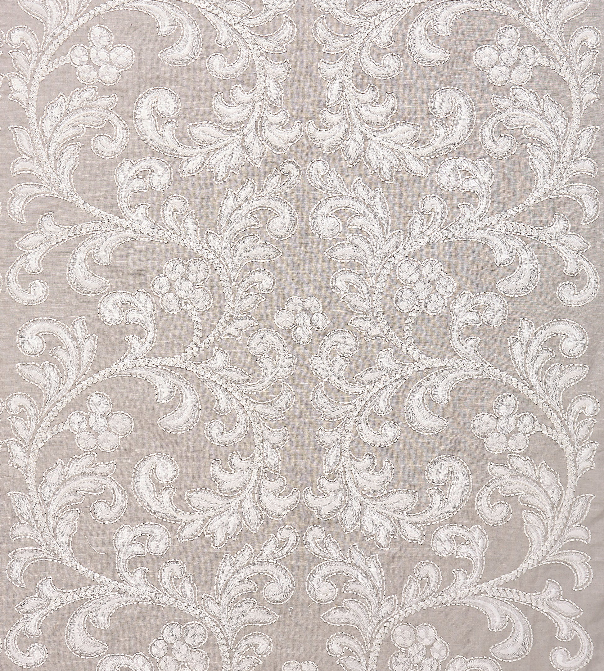 Purchase Scalamandre Fabric Pattern# SC 000227029, Chiara Embroidery Pearl Grey 1