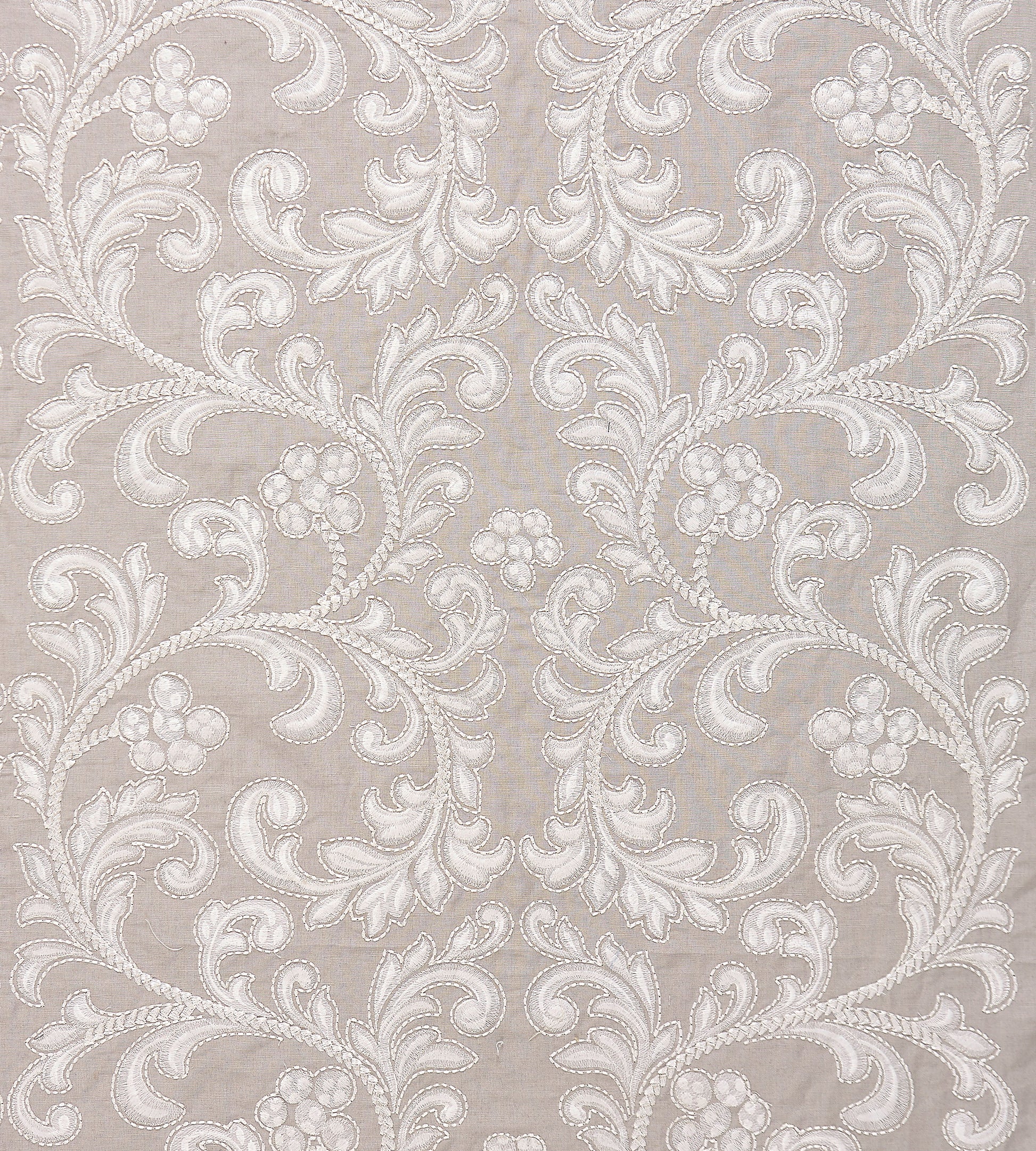 Purchase Scalamandre Fabric Pattern# SC 000227029, Chiara Embroidery Pearl Grey 1