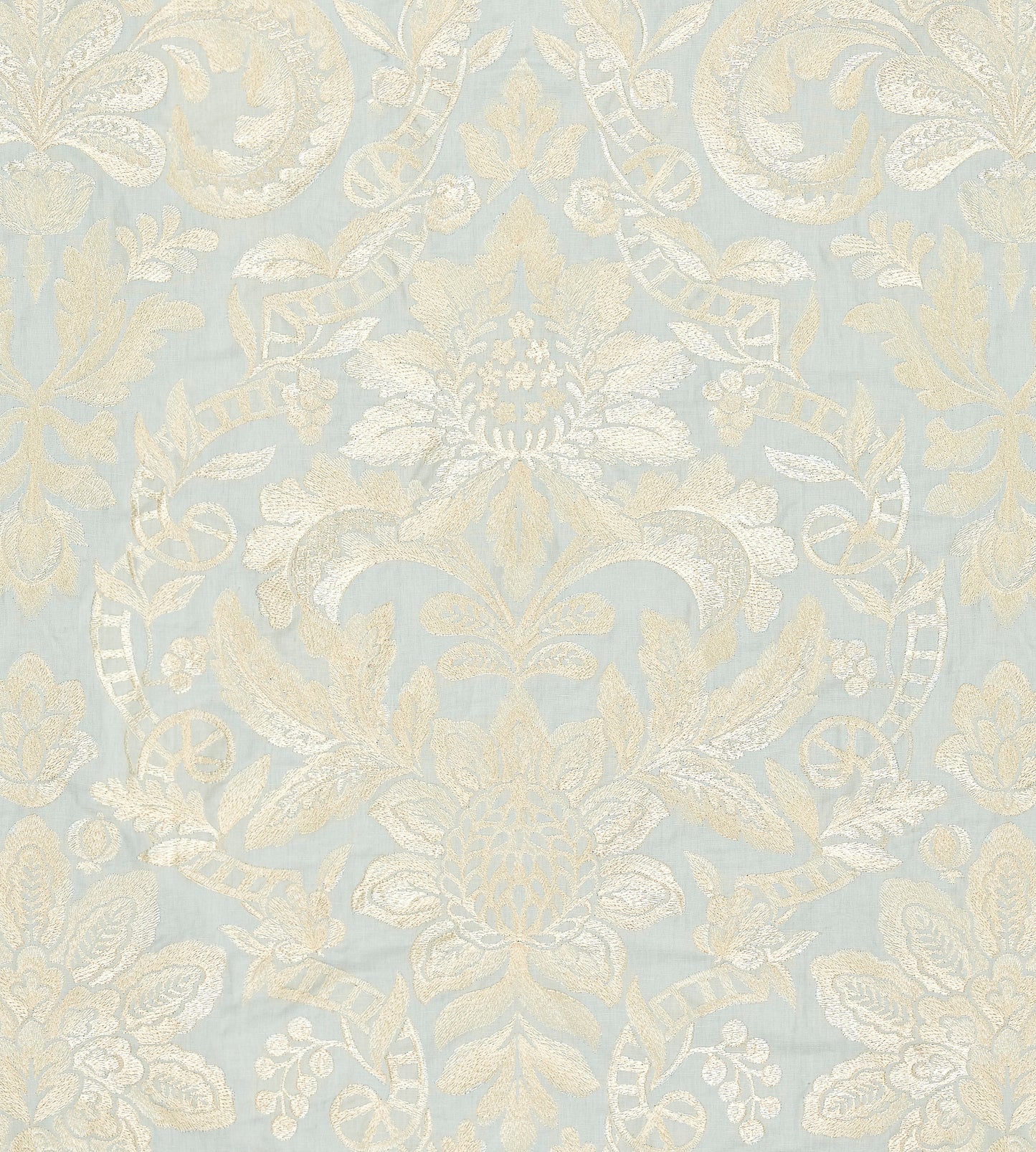 Purchase Scalamandre Fabric Pattern SC 000227086, Elizabeth Damask Embroidery Aquamarine 1