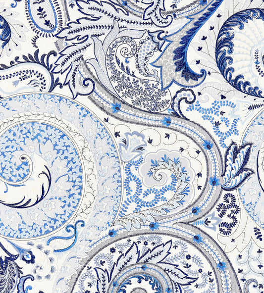 Purchase Scalamandre Fabric SKU# SC 000227124, Malabar Paisley Embroidery Porcelain 1