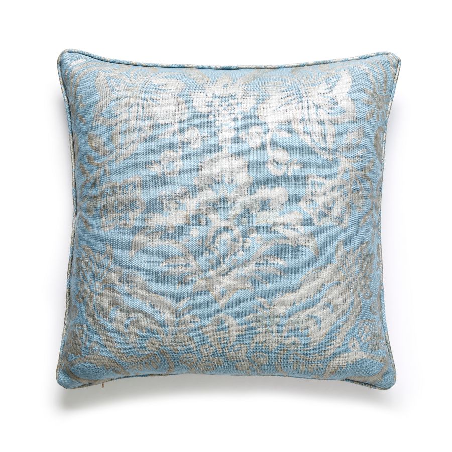 Purchase SCMANSPILL0002 Mansfield Damask Print, Bluestone & Silver - Scalamandre Pillows