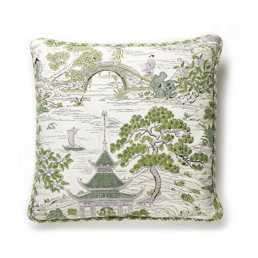 Purchase SCSATOPILL0002 Satomi Hand Block Print, Lavender & Citron - Scalamandre Pillows