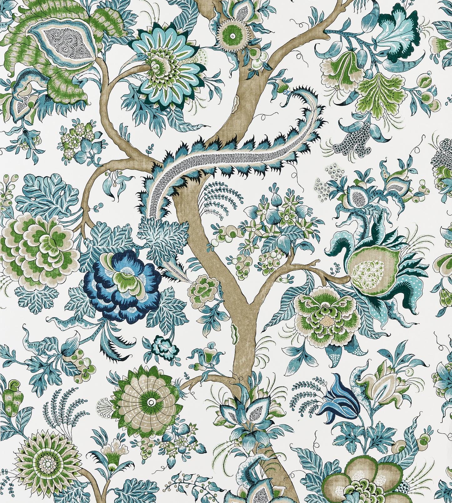 Purchase Scalamandre Wallpaper Pattern SC 0002WP88561 pattern name  Metropolitan Palampore color name Aegean. 