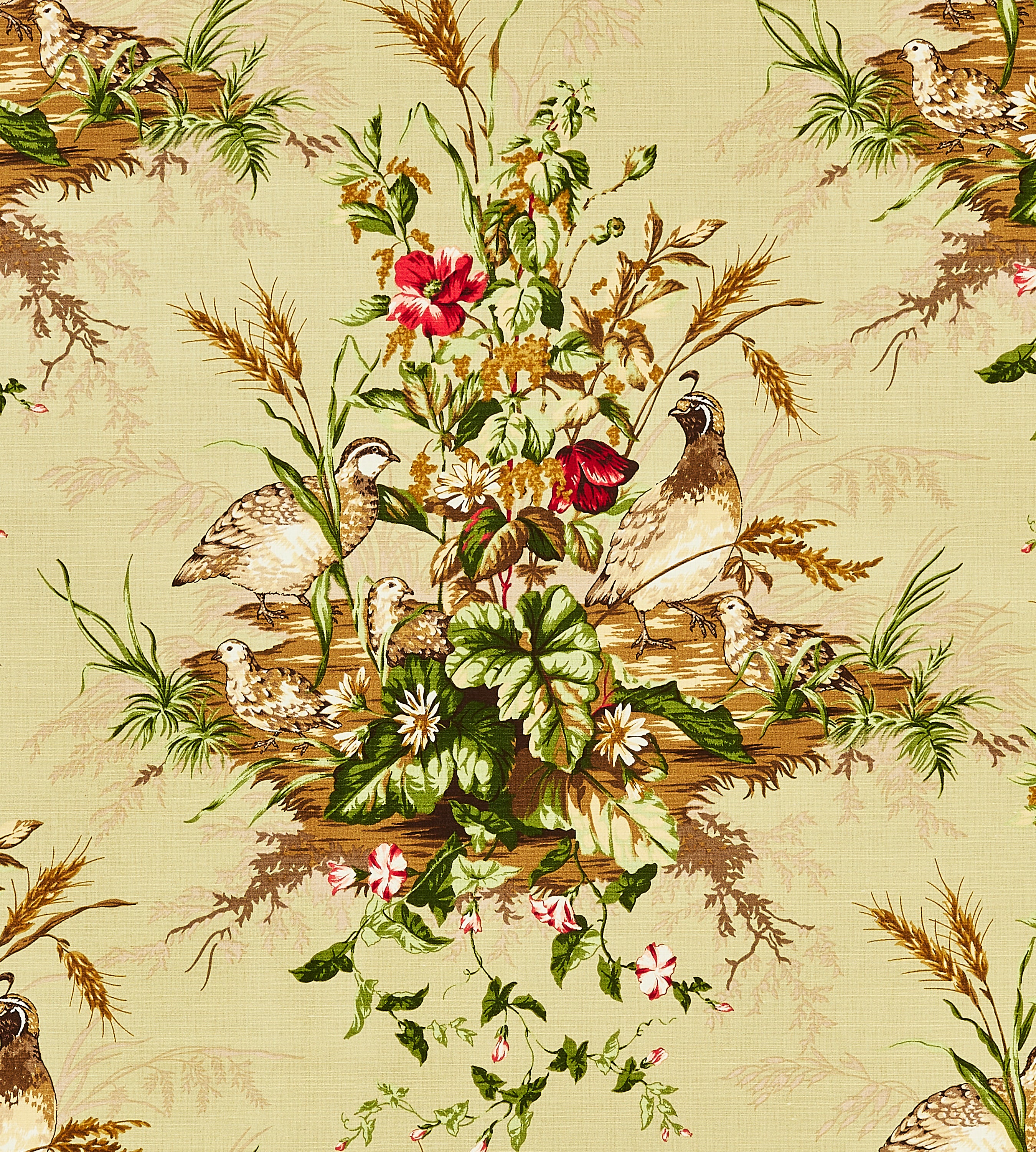 SC163100003 | Edwin'S Covey Linen Print, Multi On Willow - Scalamandre