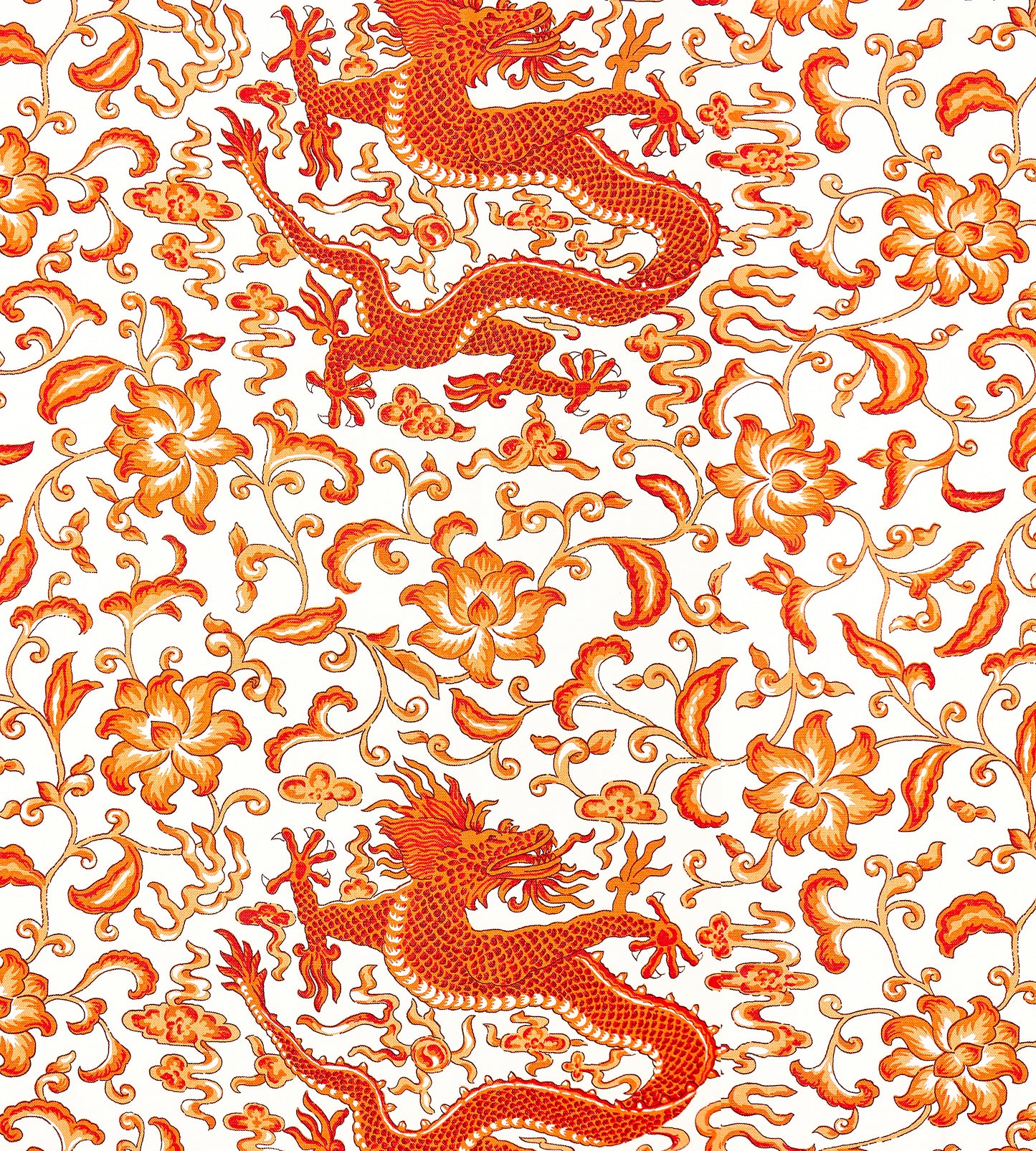 Purchase Scalamandre Fabric Pattern number SC 000316558, Chi'En Dragon Linen Print Persimmon 1