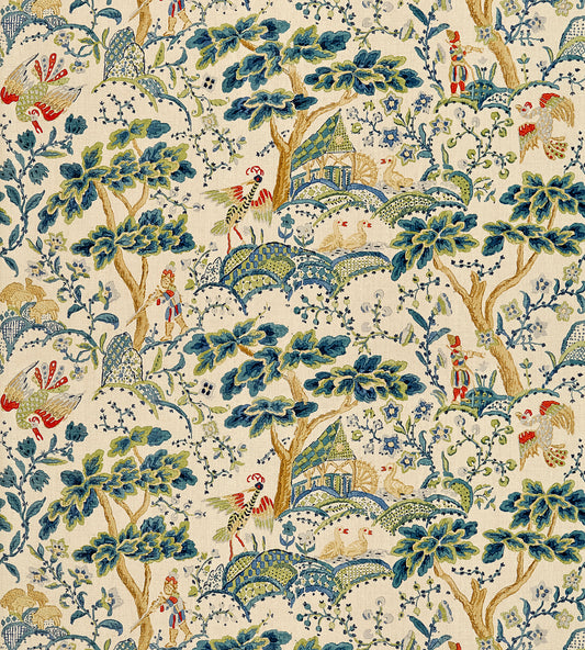 Purchase Scalamandre Fabric Product SC 000316590, Kelmescott Hand Block Print Peacock On Sand 1
