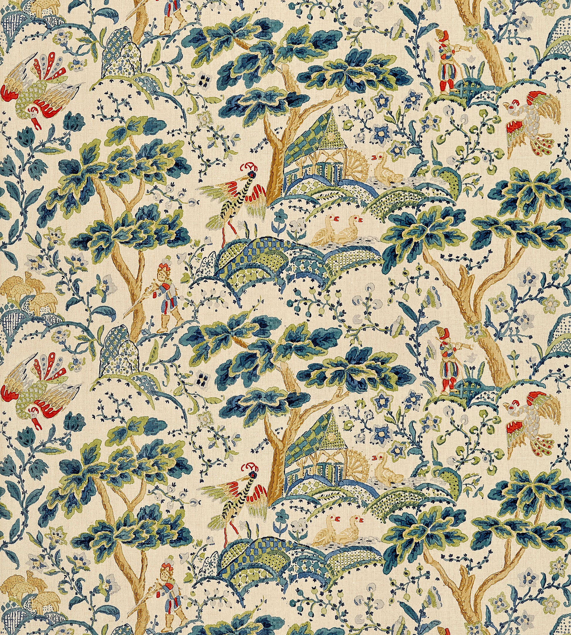 Purchase Scalamandre Fabric Product SC 000316590, Kelmescott Hand Block Print Peacock On Sand 1