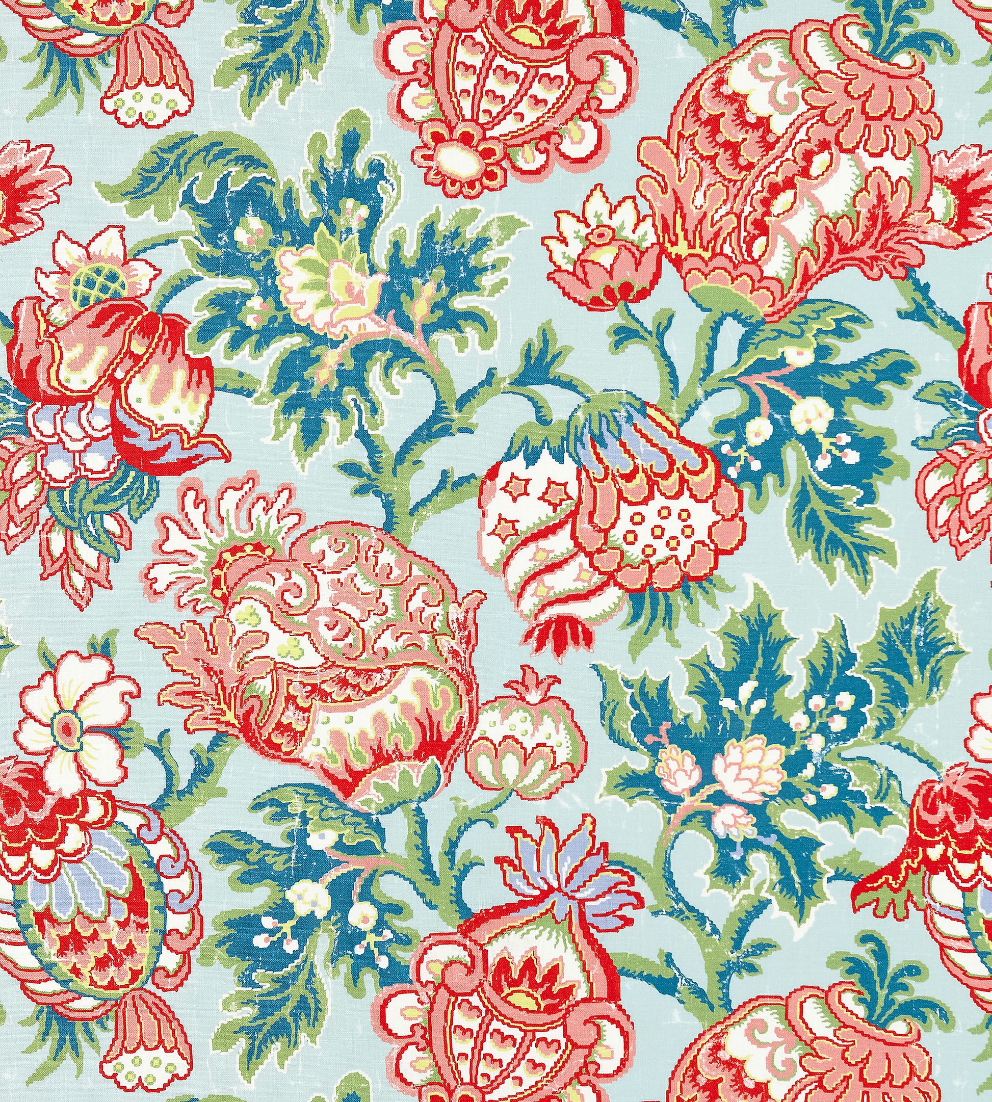 Purchase Scalamandre Fabric Item# SC 000316593, Canterbury Linen Print Aquamarine 1