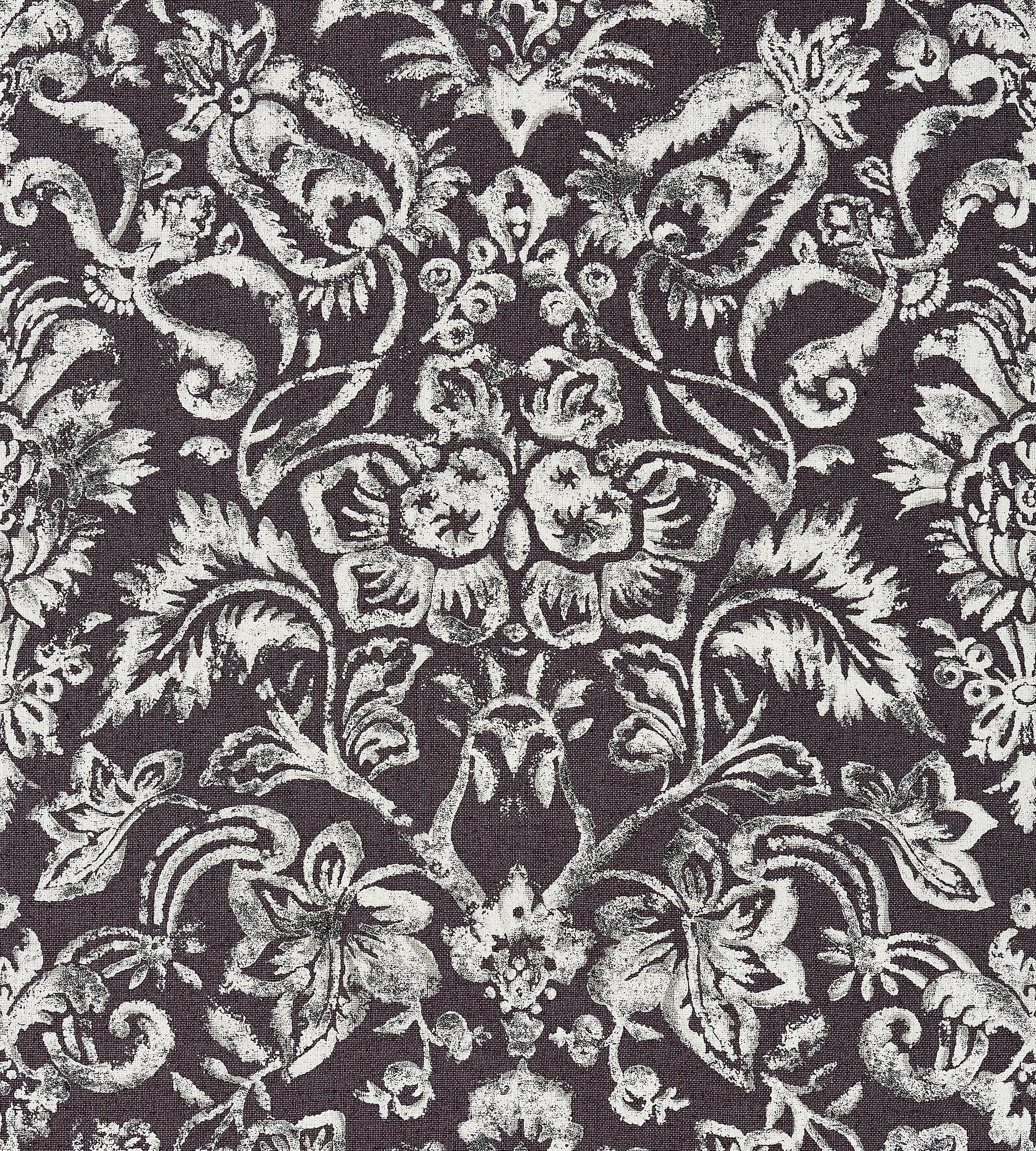 Purchase Scalamandre Fabric Product SC 000316598, Mansfield Damask Print Graphite & Silver 1