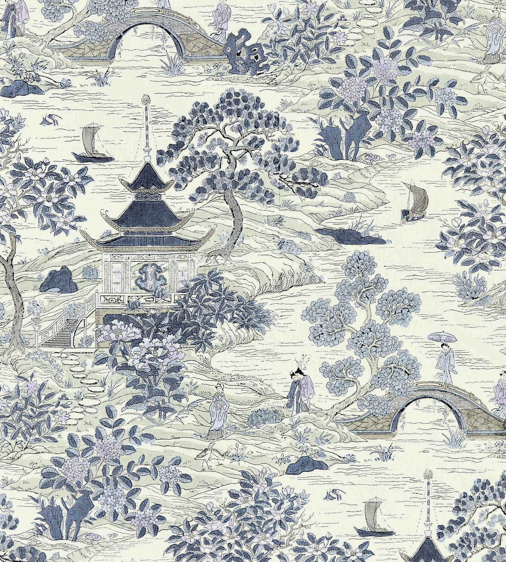 Purchase Scalamandre Fabric Product# SC 000316624, Satomi Hand Block Print Evening Blue 1