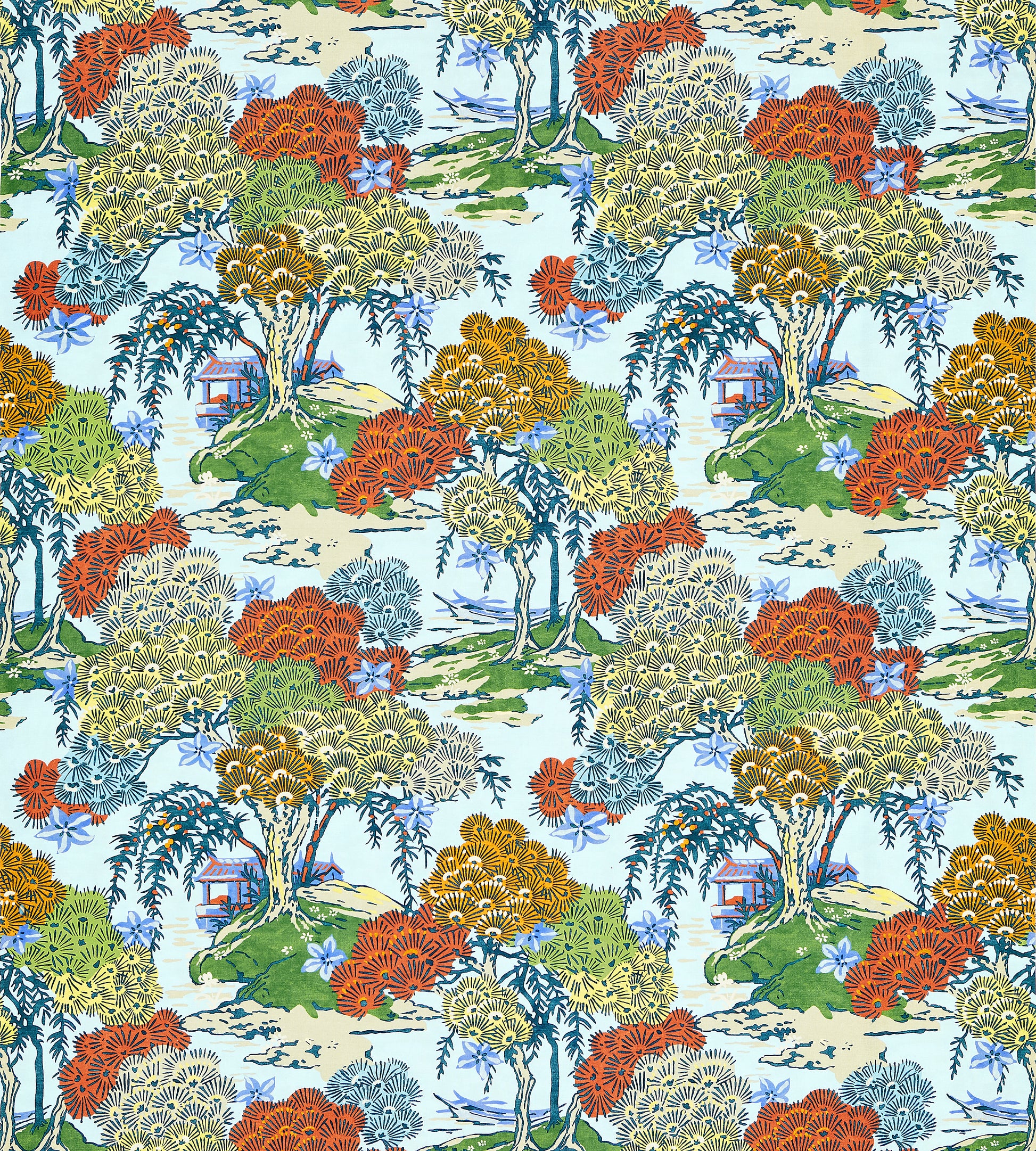Purchase Scalamandre Fabric Pattern# SC 000316627, Sea Of Trees Print Kaleidescope 3
