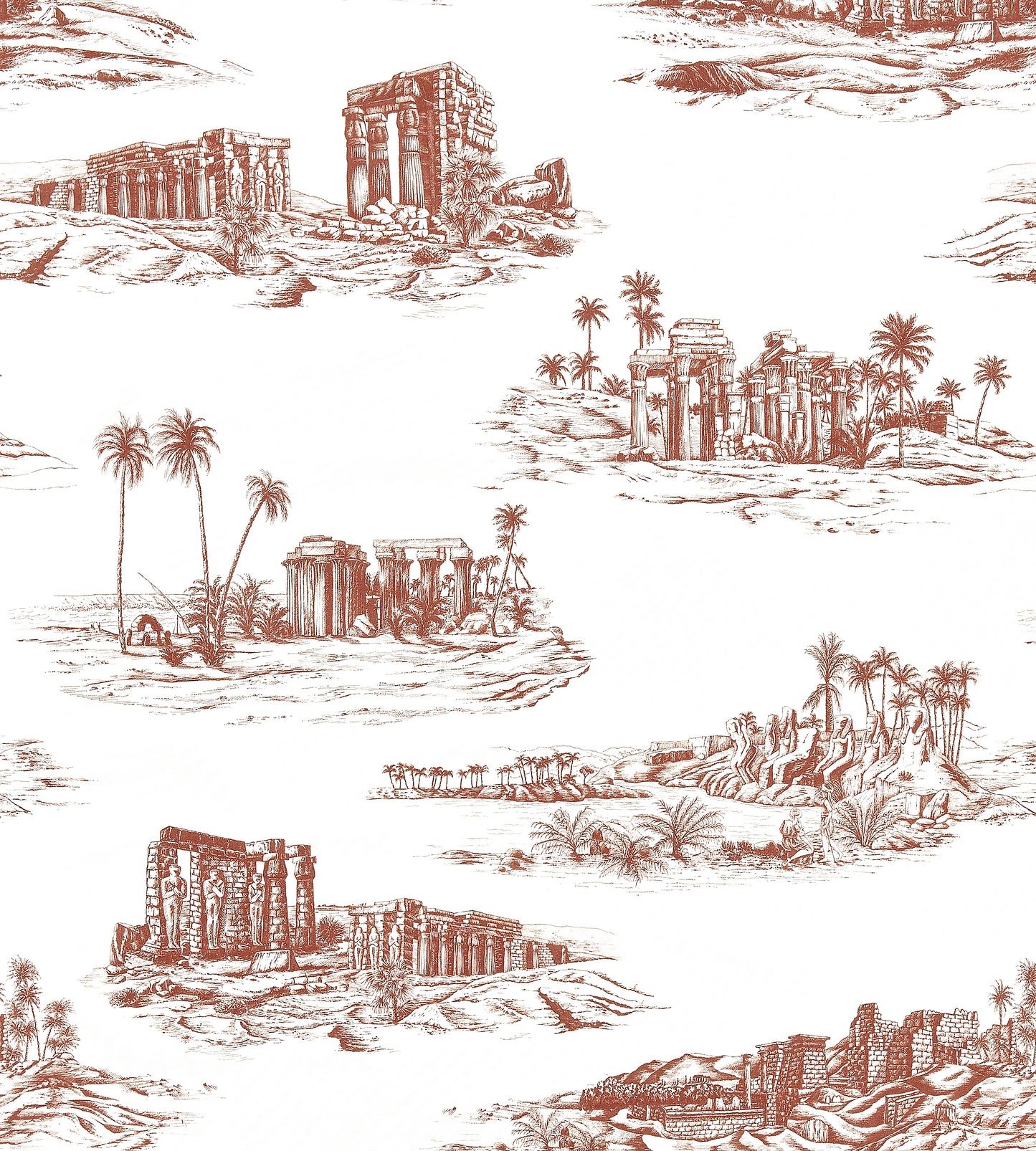 Purchase Scalamandre Fabric SKU SC 000316635, Cairo Toile Red Clay 1