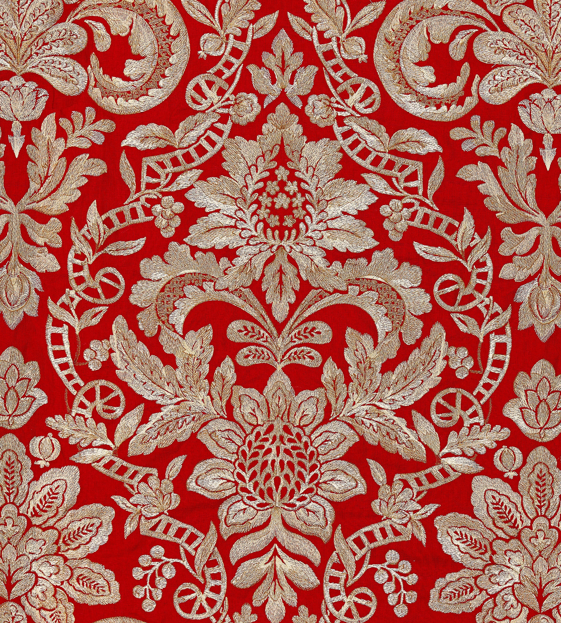 Purchase Scalamandre Fabric Item SC 000327086, Elizabeth Damask Embroidery Carnelian 1