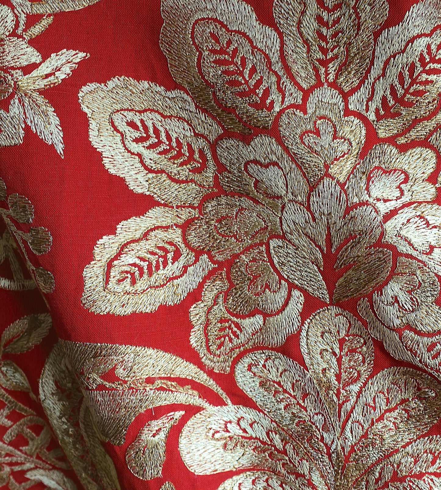 Purchase Scalamandre Fabric Item SC 000327086, Elizabeth Damask Embroidery Carnelian 2