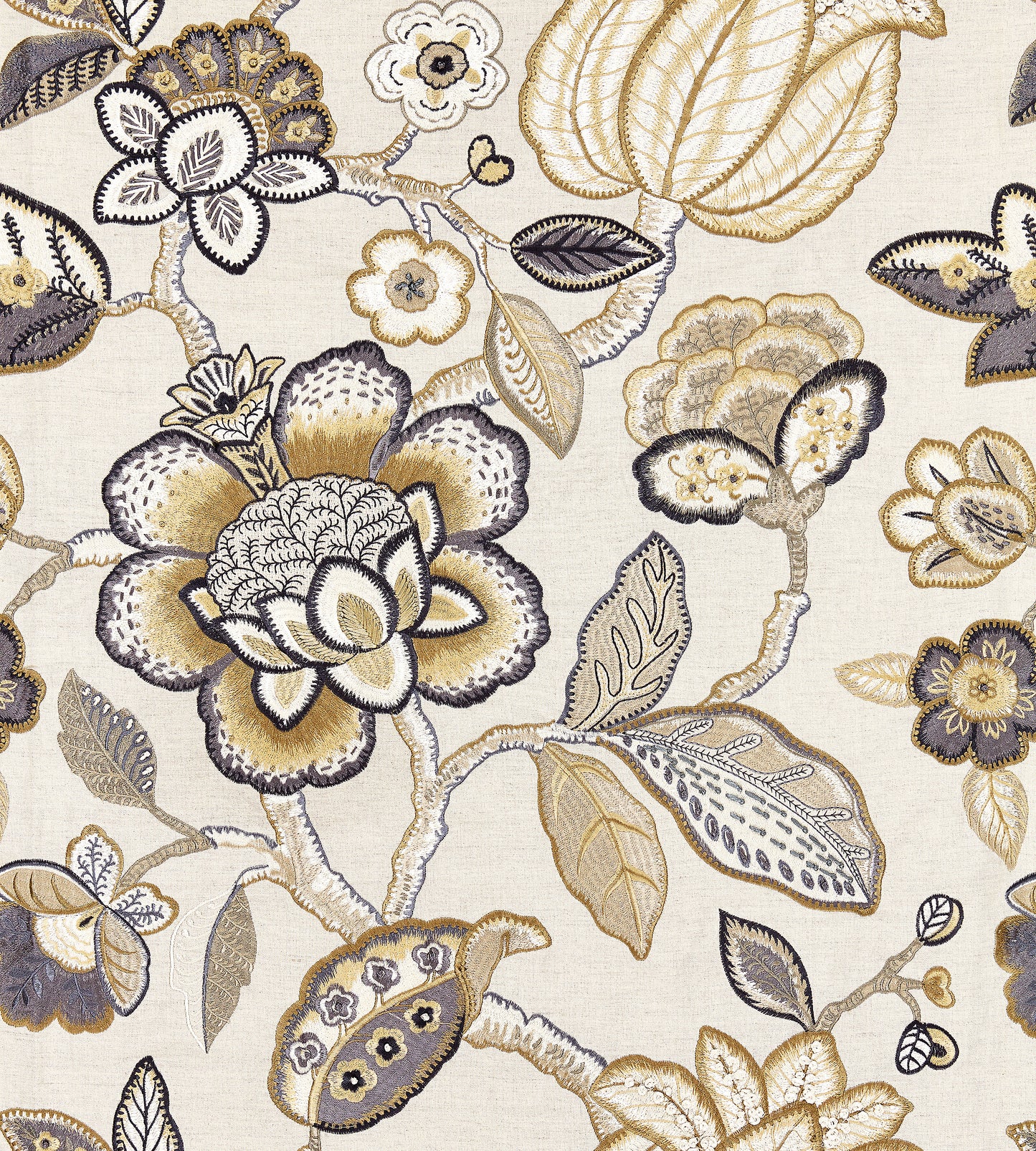 Purchase Scalamandre Fabric Item# SC 000327126, Coromandel Embroidery Flax 1